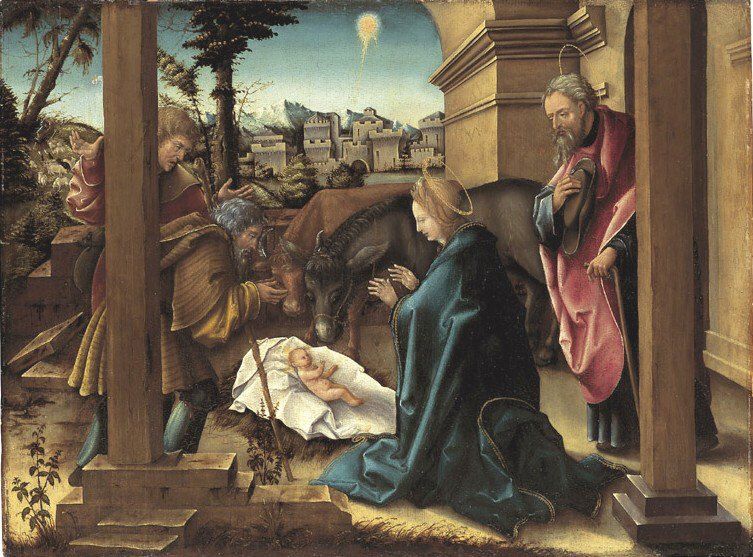 Adoration of the Christ Child, vintage artwork by Hans Burgkmair, A3 (16x12") Poster Print