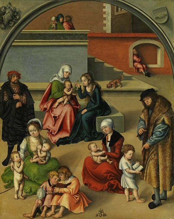 Adoration of the Christ Child, vintage artwork by Lucas Cranach the Elder, A3 (16x12") Poster Print