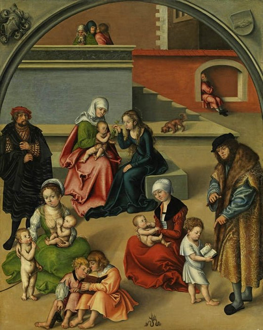 Adoration of the Christ Child, vintage artwork by Lucas Cranach the Elder, A3 (16x12") Poster Print