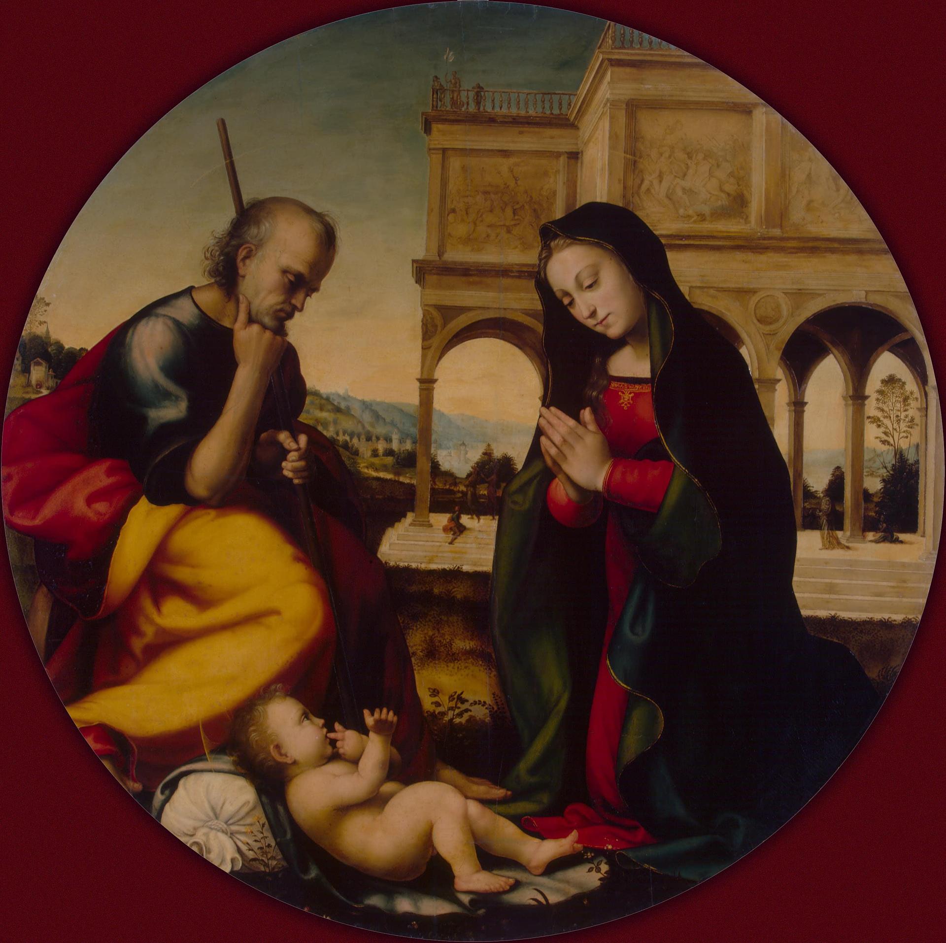 Adoration of the Christ Child, vintage artwork by Mariotto Albertinelli, A3 (16x12") Poster Print