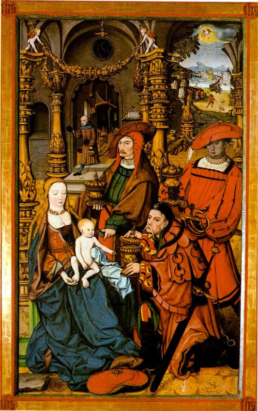 Adoration of the Kings ~ Right inner wing of the 'Marienaltar', vintage artwork by Heinrich Aldegrever, A3 (16x12") Poster Print
