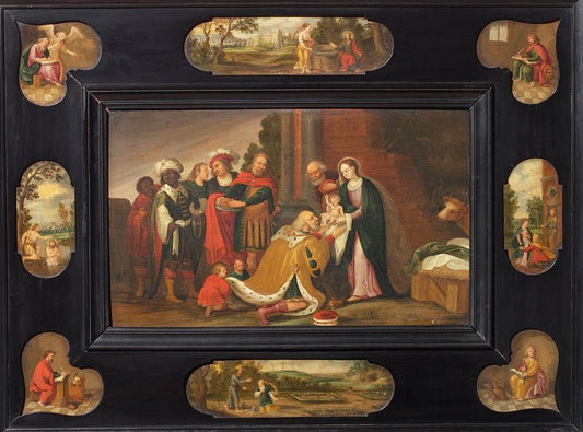 Adoration of the Magi and Other Scenes, vintage artwork by Frans Francken the Younger, 12x8" (A4) Poster