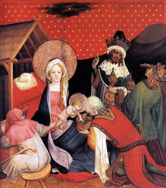 Adoration of the Magi (Detail from the Thomas- or Englandfahreraltar), vintage artwork by Meister Francke, A3 (16x12") Poster Print