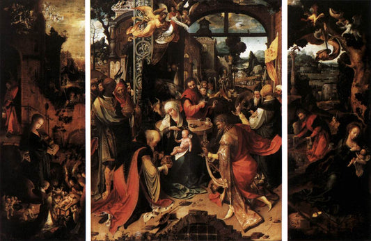Adoration of the Magi Triptych, vintage artwork by Jan de Beer, A3 (16x12") Poster Print