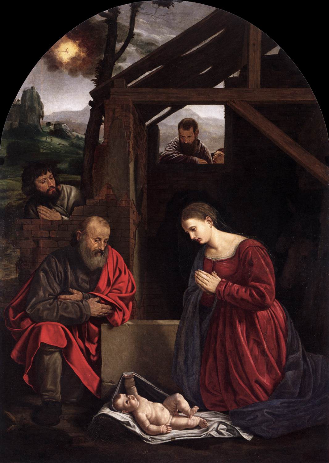 Adoration of the Sheperds, vintage artwork by Giovanni Girolamo Savoldo, A3 (16x12") Poster Print