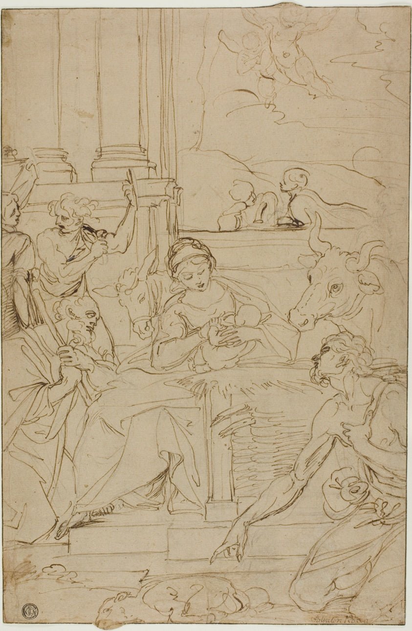 Adoration of the Shepherds by  After Agostino Carracci, 23x16"( A2 size) Poster Print