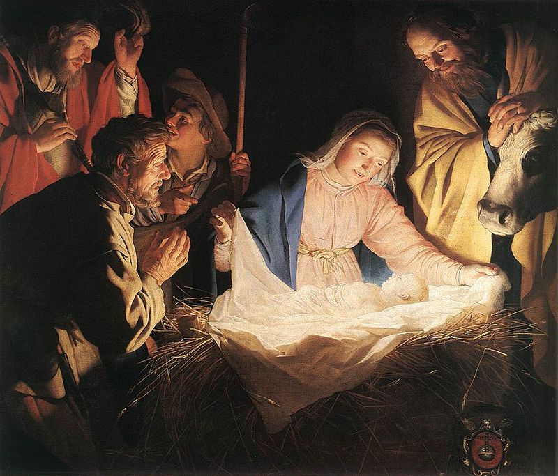 Adoration of the Shepherds by Gerrit van Honthorst, vintage art, modern poster print