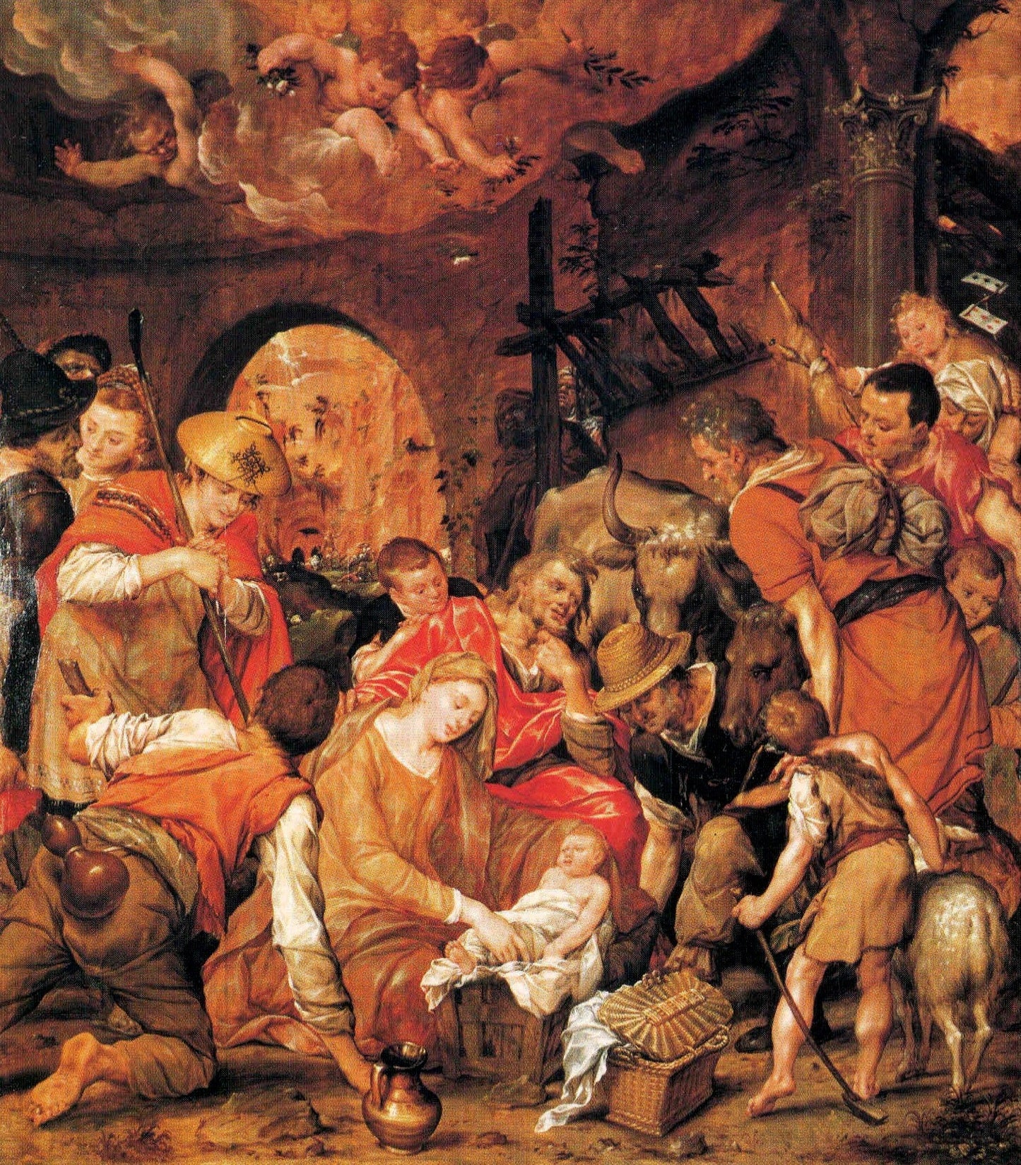 Adoration of the Shepherds ~ Central panel from the triptych with Scenes from the Life of Mary, vintage artwork by Dirck Barendsz., A3 (16x12") Poster Print