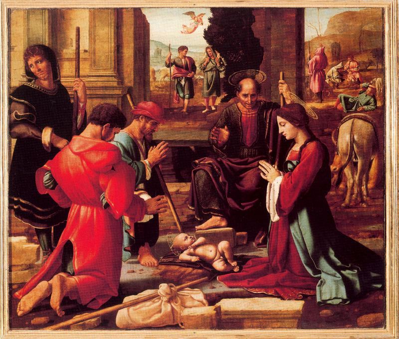 Adoration of the shepherds, vintage artwork by Fernando Yáñez  de la Almedina, A3 (16x12") Poster Print