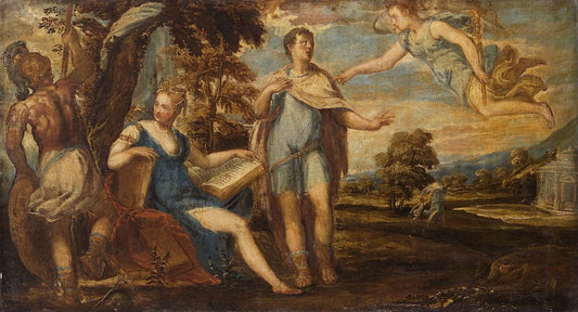 Aeneas and Dido, vintage artwork by Andrea Schiavone, A3 (16x12") Poster Print