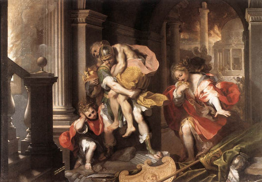 Aeneas' Flight from Troy, vintage artwork by Federico Barocci, A3 (16x12") Poster Print