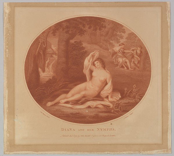 After Carlo Maratti:Diana and her Nymphs January 1, 1783, vintage artwork, 16x12"(A3) Poster Print