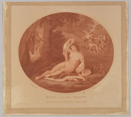 After Carlo Maratti:Diana and her Nymphs January 1, 1783, vintage artwork, 16x12"(A3) Poster Print
