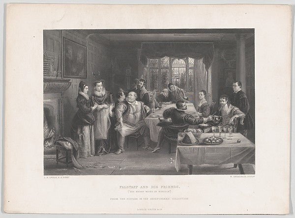 After Charles Robert Leslie:Falstaff and His Friends 1868, vintage artwork, 16x12"(A3) Poster Print