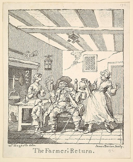 After William Hogarth:Frontispiece to "The Farmer's Return" March 1762, vintage artwork, 16x12"(A3) Poster Print