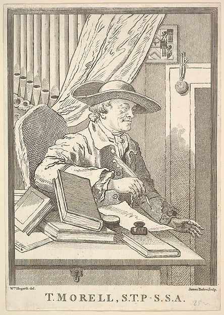 After William Hogarth:Thomas Morell S.T.P.- S.S.A. February 1762, vintage artwork, 16x12"(A3) Poster Print