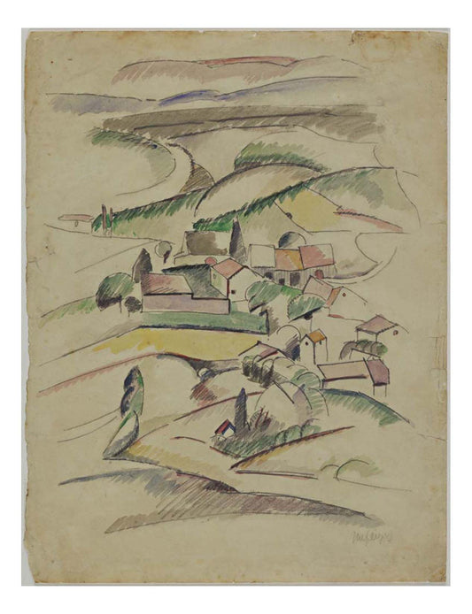 Albert Gleizes - Houses in a Valley, 16x12" (A3) Poster Print