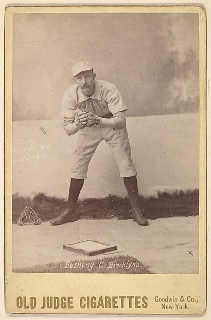 :Albert John "Doc" Bushong Catcher Brooklyn from the series Old Judge Cigarettes 1888, vintage artwork, 16x12"(A3) Poster Print