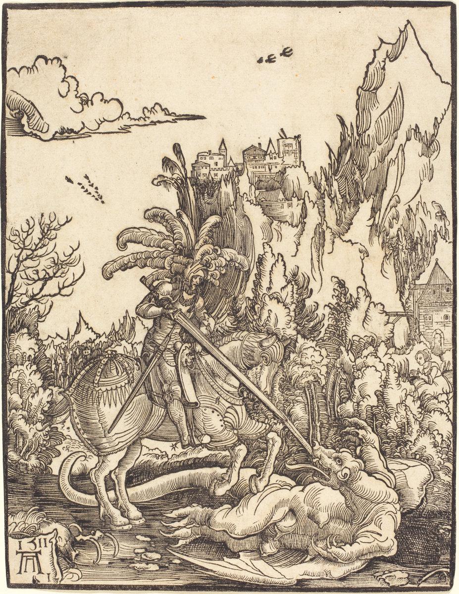Albrecht Altdorfer:Saint George Slaying the Dragon,16x12"(A3) Poster
