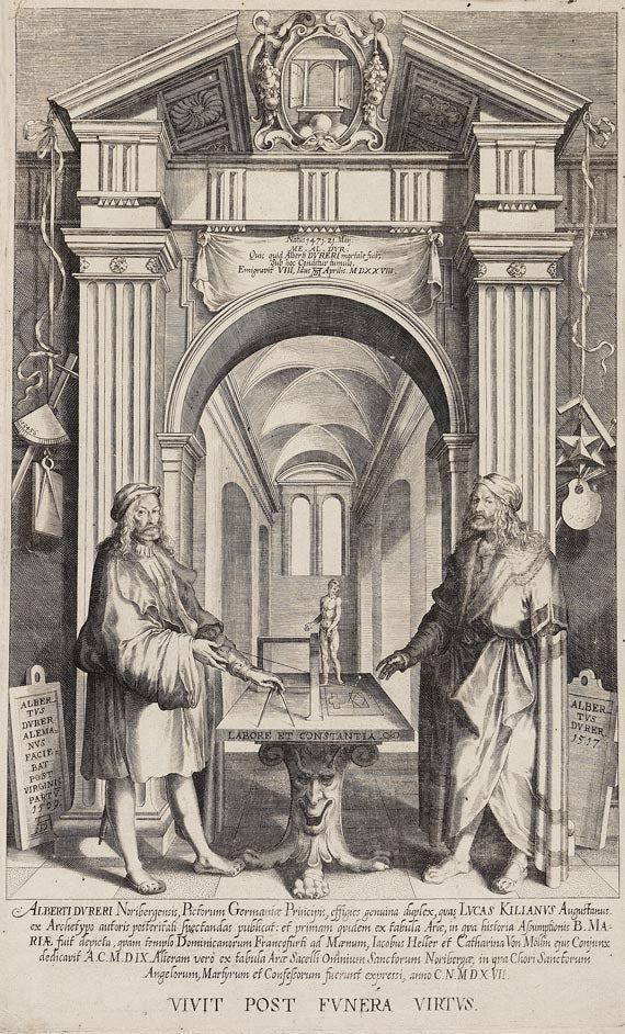 Albrecht Dürer in the Hall of Fame, vintage artwork by Lucas Kilian, 12x8" (A4) Poster