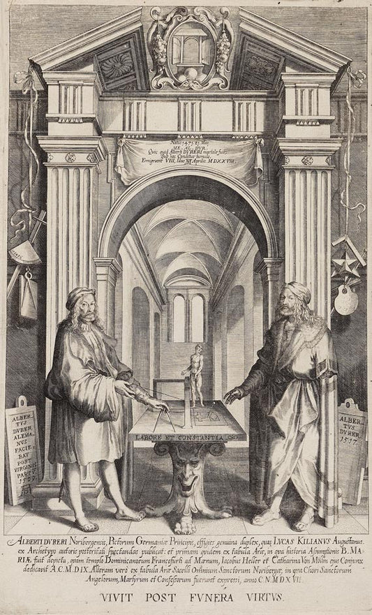 Albrecht Dürer in the Hall of Fame, vintage artwork by Lucas Kilian, 12x8" (A4) Poster
