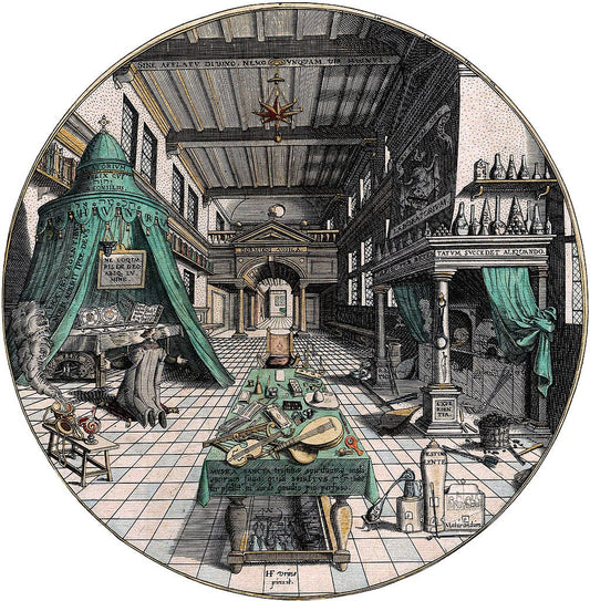 Alchemist's Laboratory, vintage artwork by Hans Vredeman de Vries, A3 (16x12") Poster Print