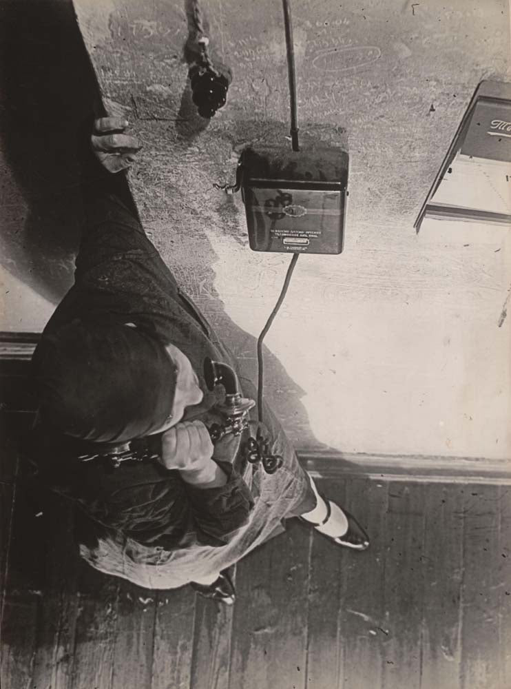 Aleksandr Rodchenko - At the Telephone, vintage historic photograph, modern poster print