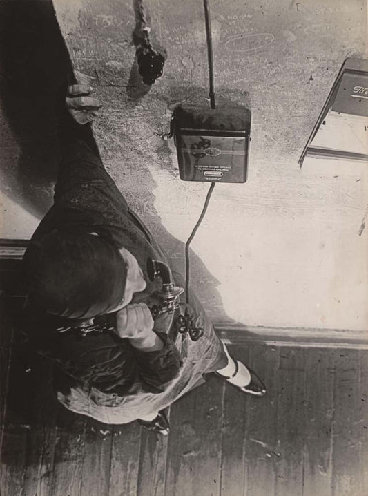 Aleksandr Rodchenko - At the Telephone, vintage historic photograph, modern poster print