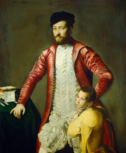 Alessandro Alberti with a Page, vintage artwork by Follower of Titian, A3 (16x12") Poster Print