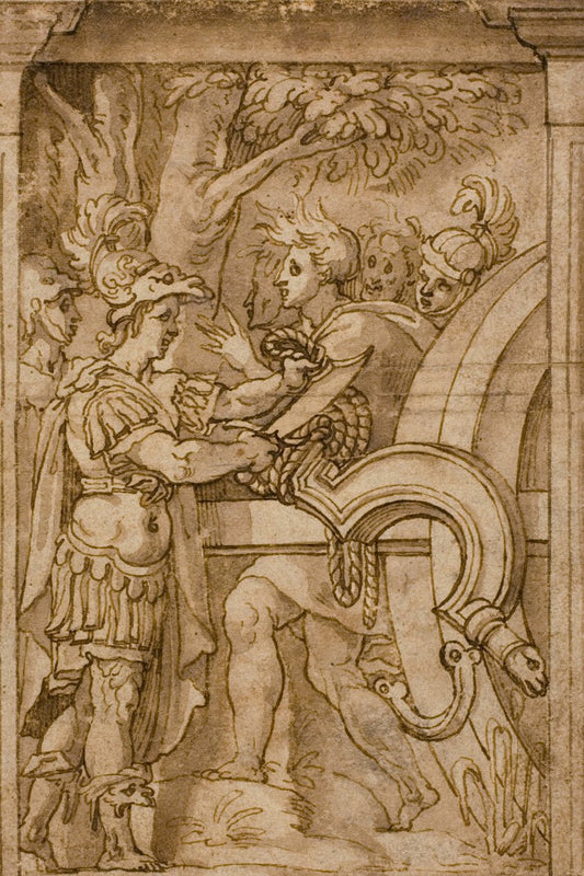 Alexander Cutting the Gordian Knot by  After Maturino da Firenze (Italian, 1490-1527/1528), 23x16"( A2 size) Poster Print