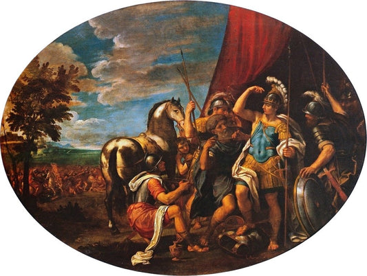 Alexander the Great Wounded, vintage artwork by Francesco Albani, 12x8" (A4) Poster