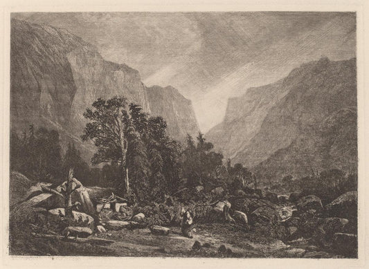 Alexandre Calame:Couple by a Ruined House,16x12"(A3) Poster