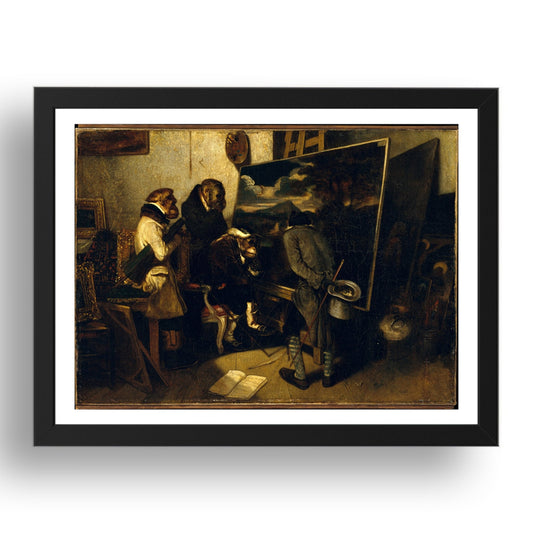 Alexandre Gabriel Decamps: The Experts (1837), vintage artwork, A3 Size Reproduction Poster Print in 17x13" Black Frame