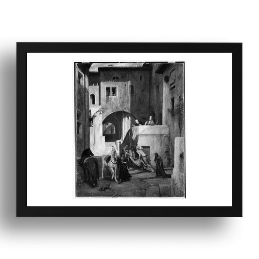 Alexandre Gabriel Decamps: The Good Samaritan, vintage artwork, A3 Size Reproduction Poster Print in 17x13" Black Frame
