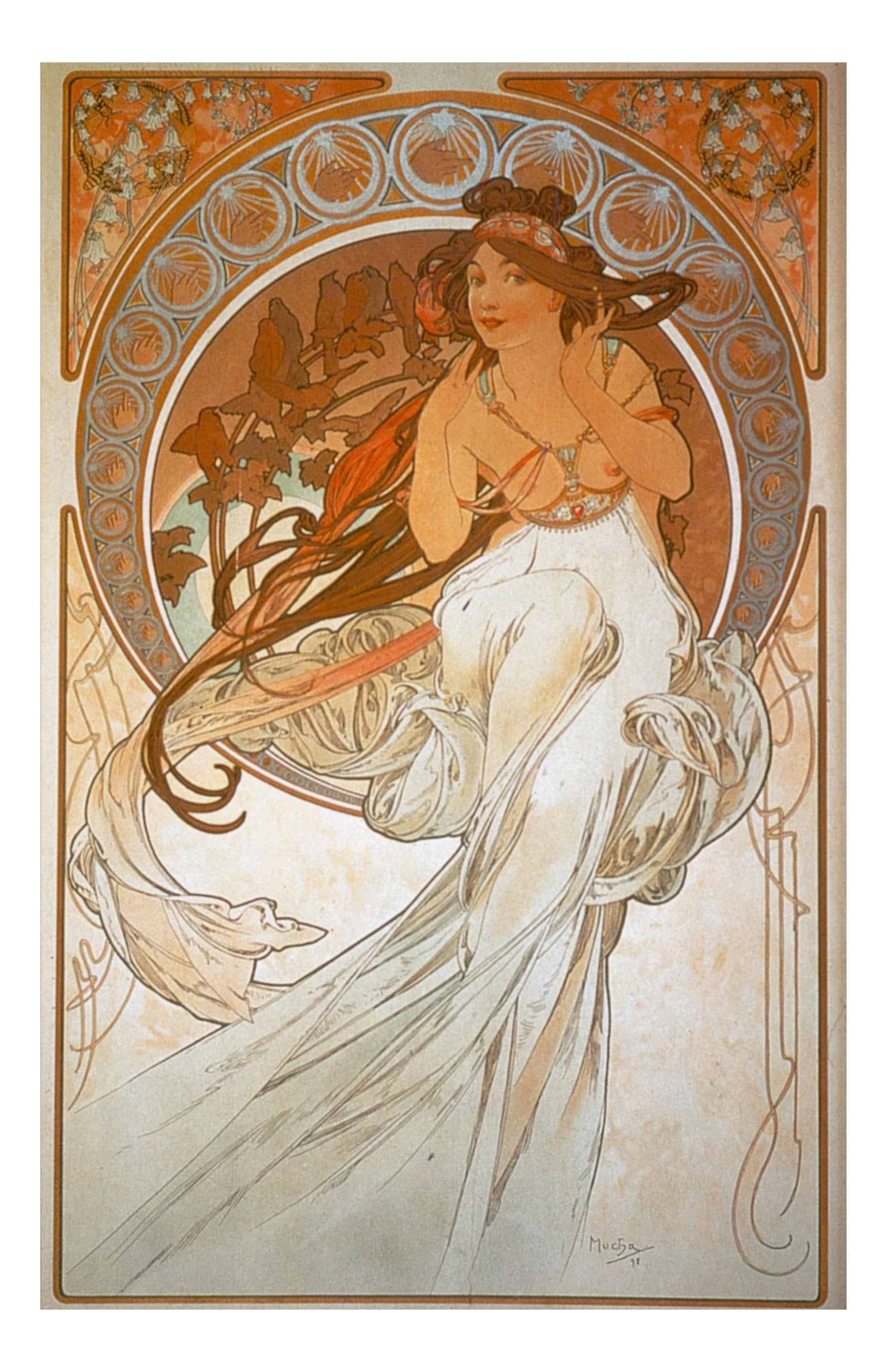 alfonsmucha-hair vintage artwork by Alphonse Mucha, 12x8" (A4 size) poster print