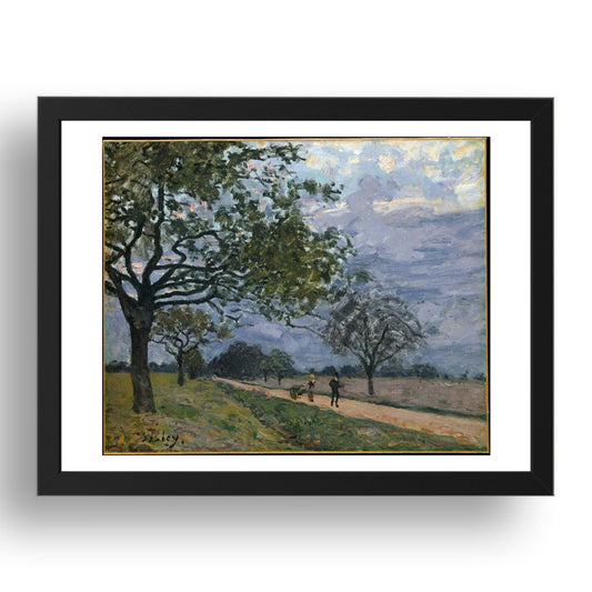 Alfred Sisley: Road Versailles to Louveciennes (1879), vintage artwork, A3 Size Reproduction Poster Print in 17x13" Black Frame