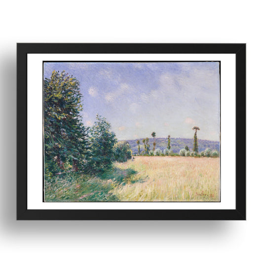 Alfred Sisley: Sahurs Meadows in Morning Sun (1894), vintage artwork, A3 Size Reproduction Poster Print in 17x13" Black Frame