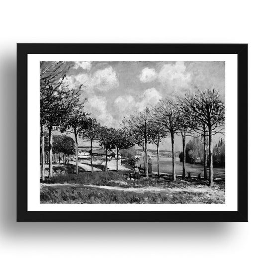 Alfred Sisley: The Seine at Bougival (1876), vintage artwork, A3 Size Reproduction Poster Print in 17x13" Black Frame