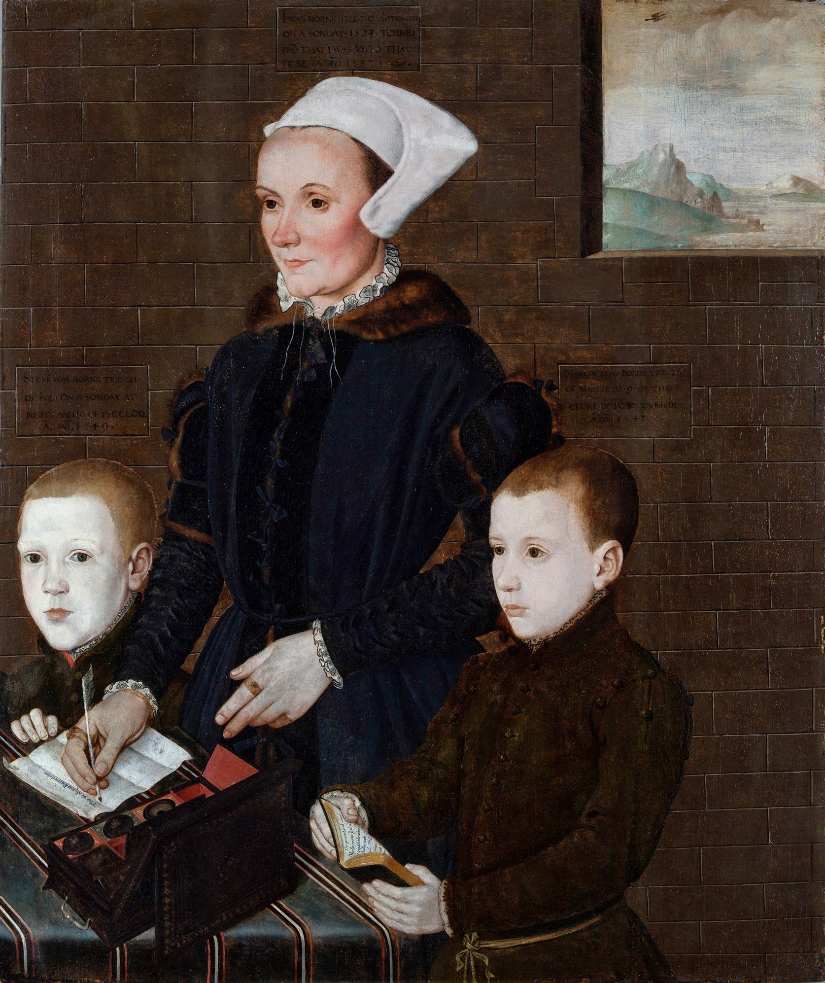 Alice Barnham and Her Sons Martin and Steven, vintage artwork by British School 16th Century - Unknown, A3 (16x12") Poster Print