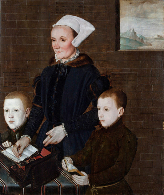 Alice Barnham and Her Sons Martin and Steven, vintage artwork by British School 16th Century - Unknown, A3 (16x12") Poster Print