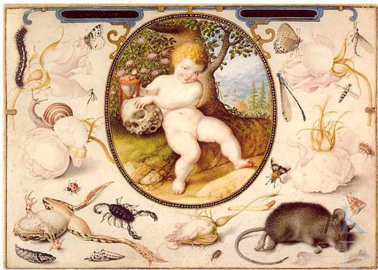 Allegorie of life and death, vintage artwork by Joris Hoefnagel, A3 (16x12") Poster Print