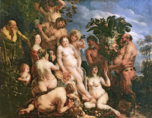 Allegory of Abundance, vintage artwork by Jacob Jordaens, 12x8" (A4) Poster