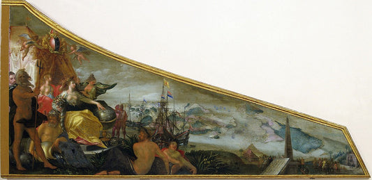 Allegory of Amsterdam as a center of world trade, vintage artwork by Pieter Isaacsz, 12x8" (A4) Poster