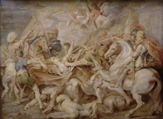 Allegory of Austrian Catholics being Attacked by  Protestants, vintage artwork by Peter Paul Rubens, 12x8" (A4) Poster