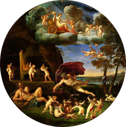 Allegory of Fire, vintage artwork by Francesco Albani, 12x8" (A4) Poster