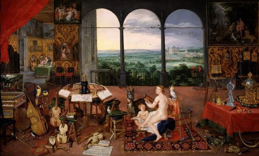 Allegory of Hearing, vintage artwork by Jan Brueghel the Elder, 12x8" (A4) Poster
