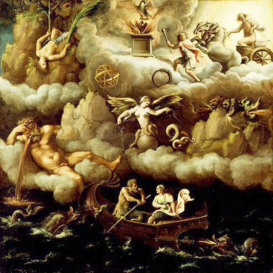 Allegory of Immortality, vintage artwork by Giulio Romano, A3 (16x12") Poster Print