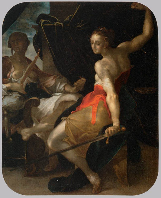Allegory of Justice and Prudence, vintage artwork by Bartholomaeus Spranger, A3 (16x12") Poster Print