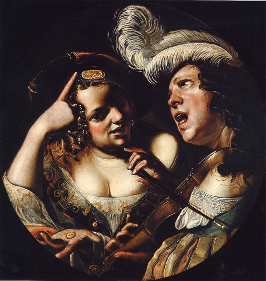 Allegory of Love, vintage artwork by Angelo Caroselli, 12x8" (A4) Poster