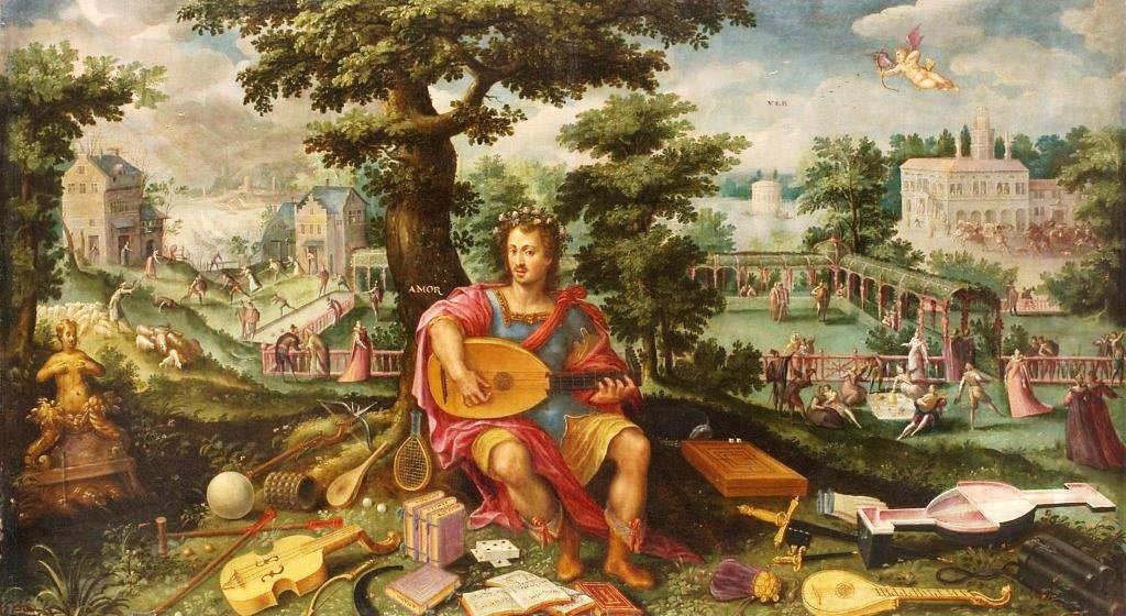 Allegory of love, vintage artwork by Unknown - Flemish School 15th Century, A3 (16x12") Poster Print